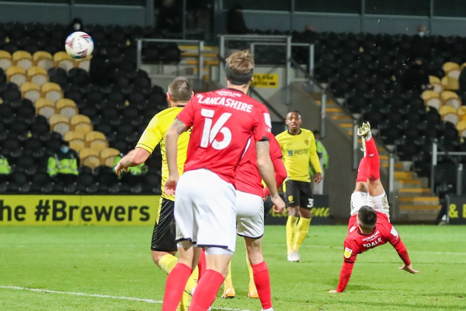 This superb overhead kick by Owen Dale at Burton was an asbolute cracker