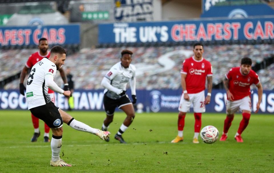 Matt Grimes' penalty put Swansea in control against Championship rivals Forest