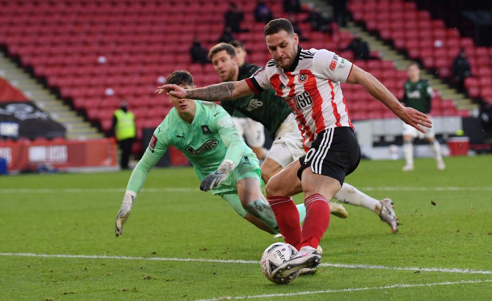 Billy Sharp doubled Sheffield United's lead against Plymouth 