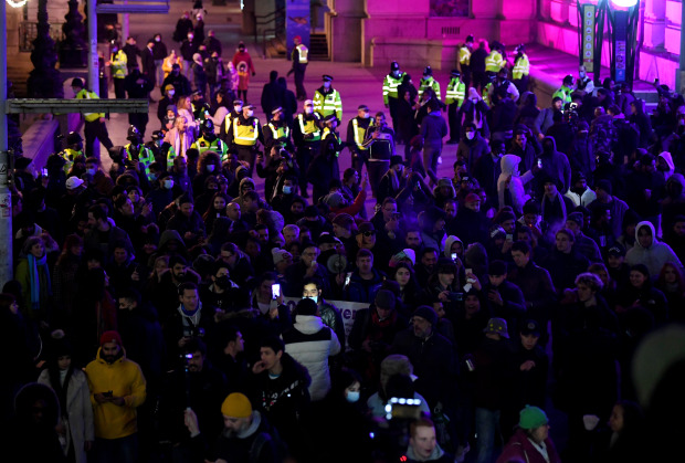 But large crowds gathered in London's South Bank despite Covid restrictions