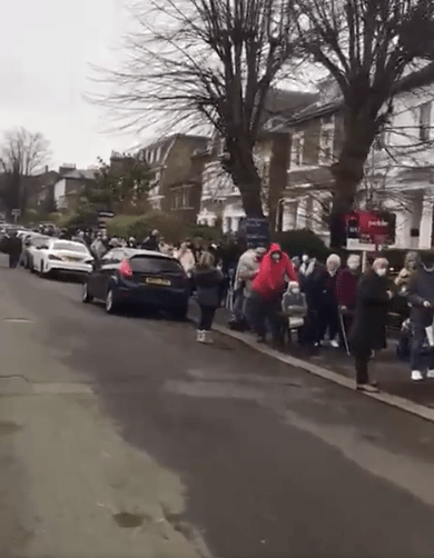 Huge queues formed outside a GP surgery in South London