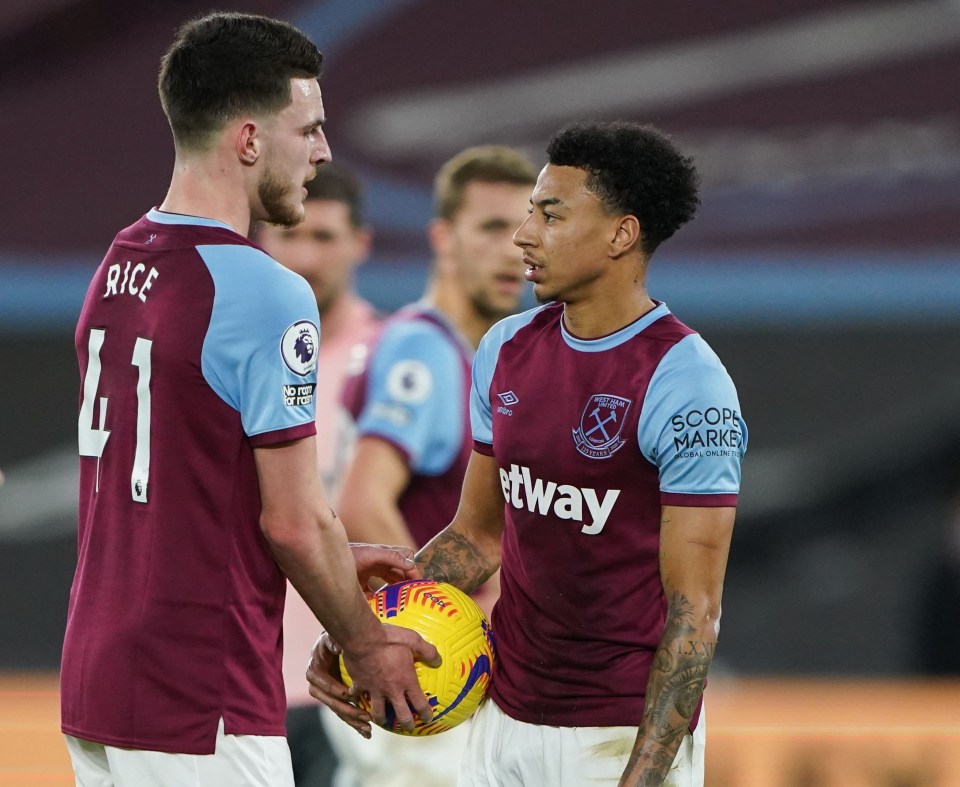 Declan Rice commandeered the ball off Jesse Lingard for a penalty on Monday