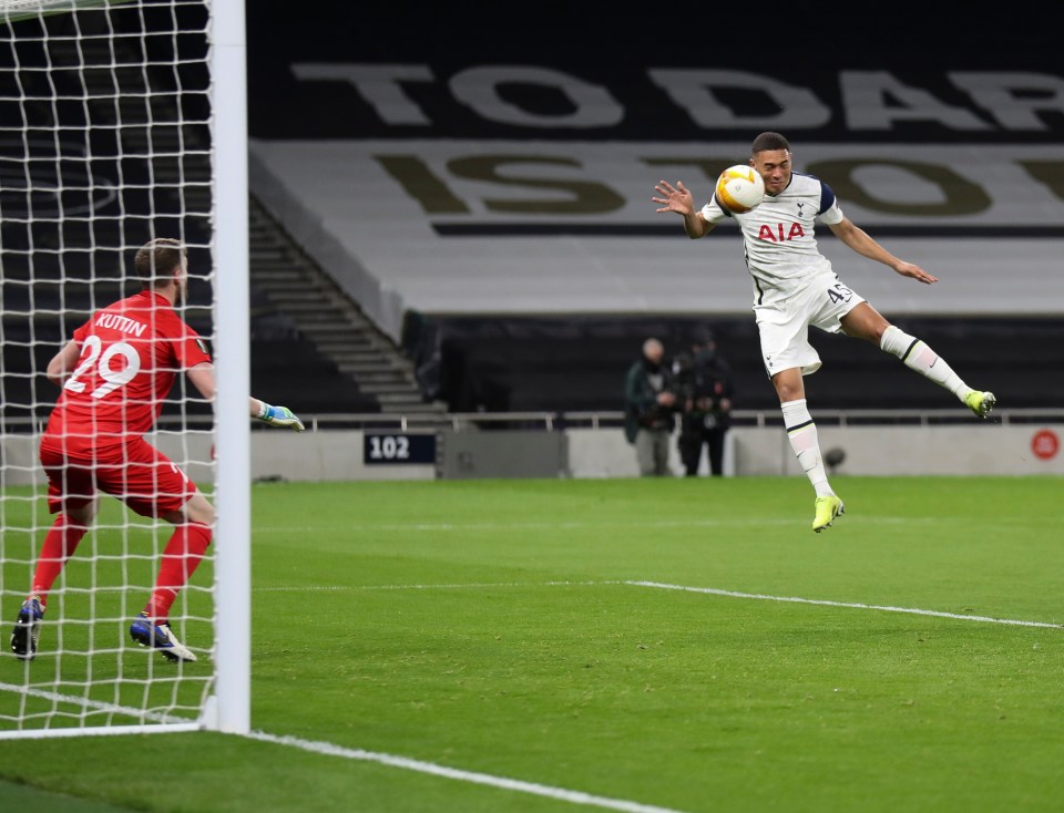 Vinicius timed his jump perfectly to nod home Spurs' second goal of the night