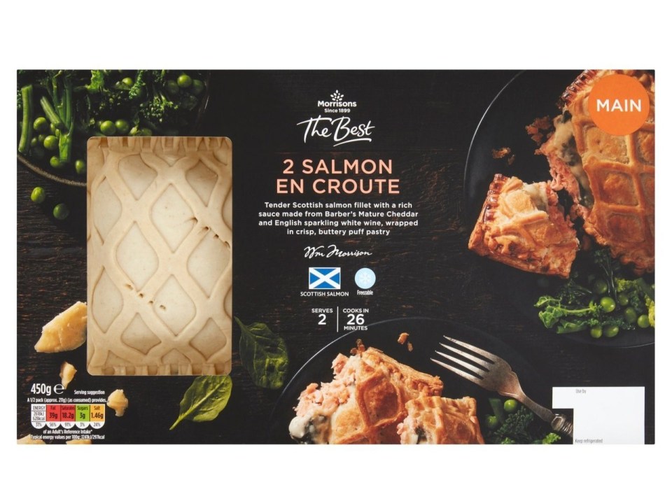 Morrisons’ Dine In For Two meal deal includes two salmon en croûte