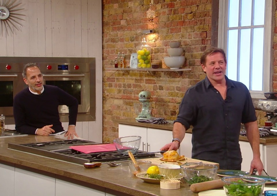 The pair sat on a table while the two chefs prepared a range of dishes for them