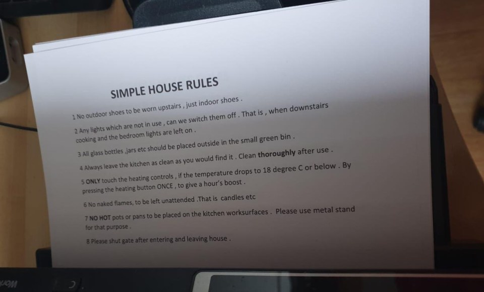 A disgruntled tenant shared a list of eight barmy rules from their landlord