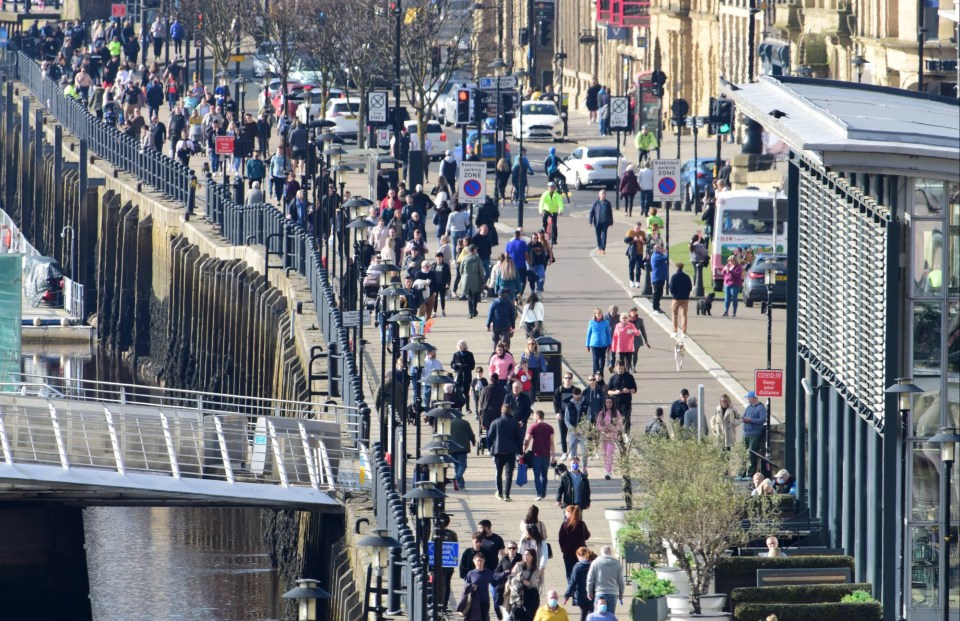 Newcastle was busy this morning as thousands went out to make the most of the weather