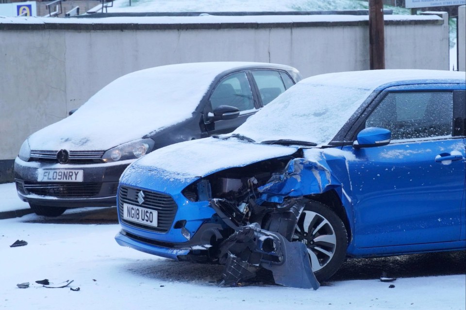 The snow has caused chaos on the roads, with one crash taking place on a carriageway in Hexham, Northumberland