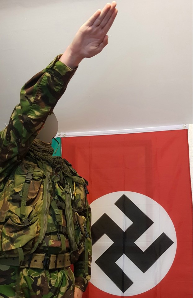 Britain's youngest convicted terrorist is seen performing a Nazi salute