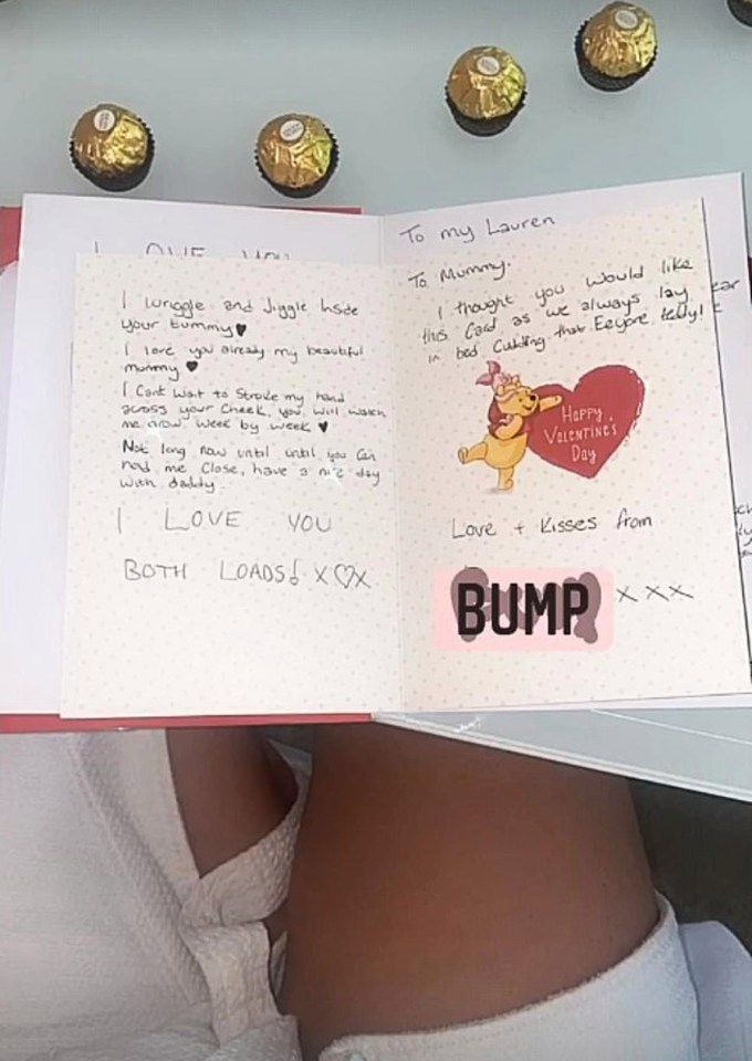 Emotional Lauren posted a card that Charles had given her from her 'bump'