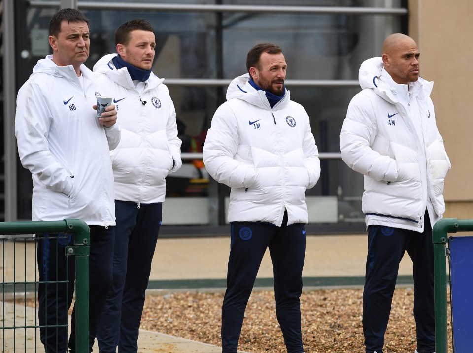 Bath oversees everything at the academy, here standing with Joe Edwards, ex-assistant manager Jody Morris and U23 Manager Andy Myers