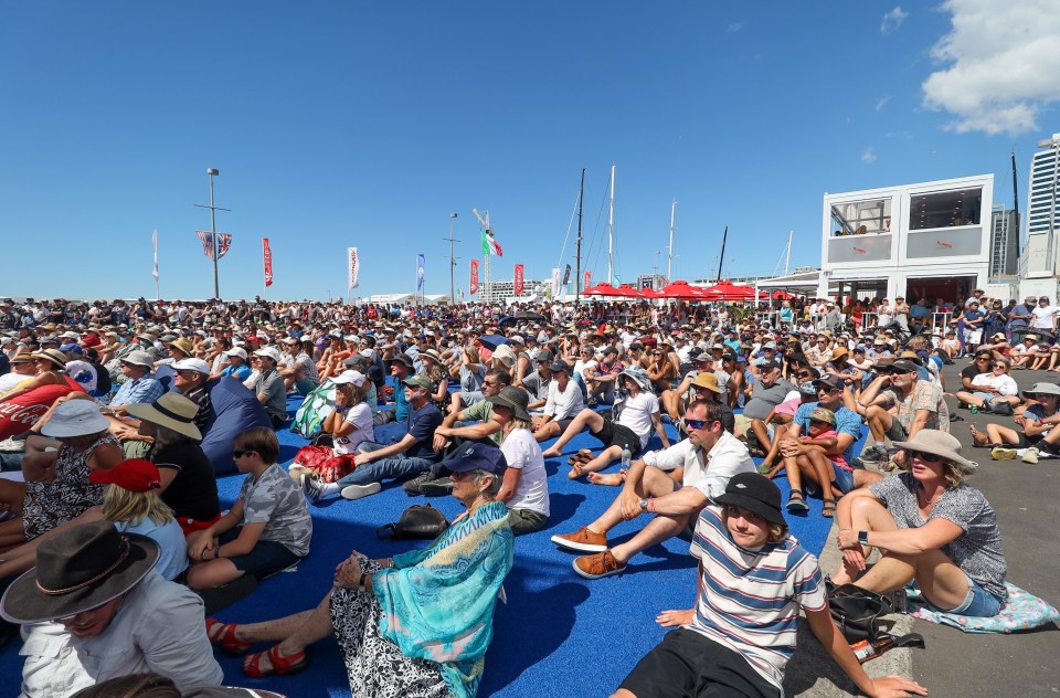 Fans watch The Prada Cup at the 36th America's Cup Village in Auckland last month