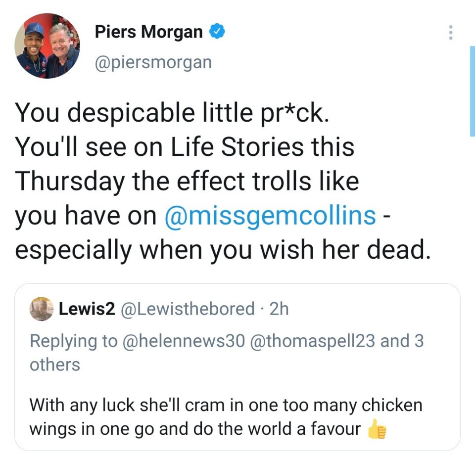 Piers hit back at trolls who spewed abuse