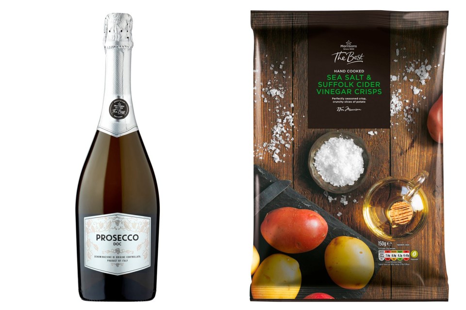 Treat yourself to a bottle of Morrisons The Best DOC Prosecco and The Best Crisps