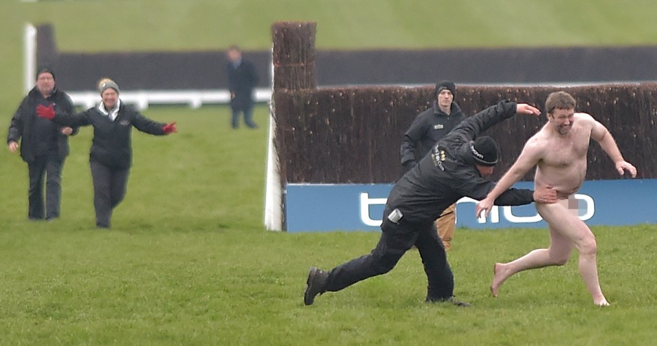 The streaker ran out in the middle of a race