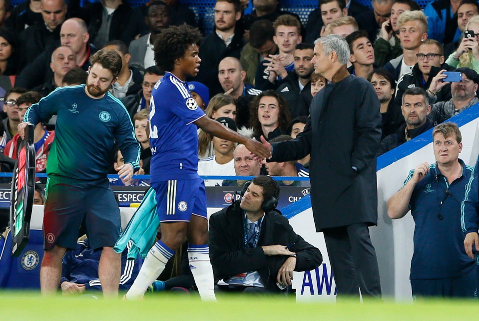 Willian with Mourinho months before the manager's dismissal