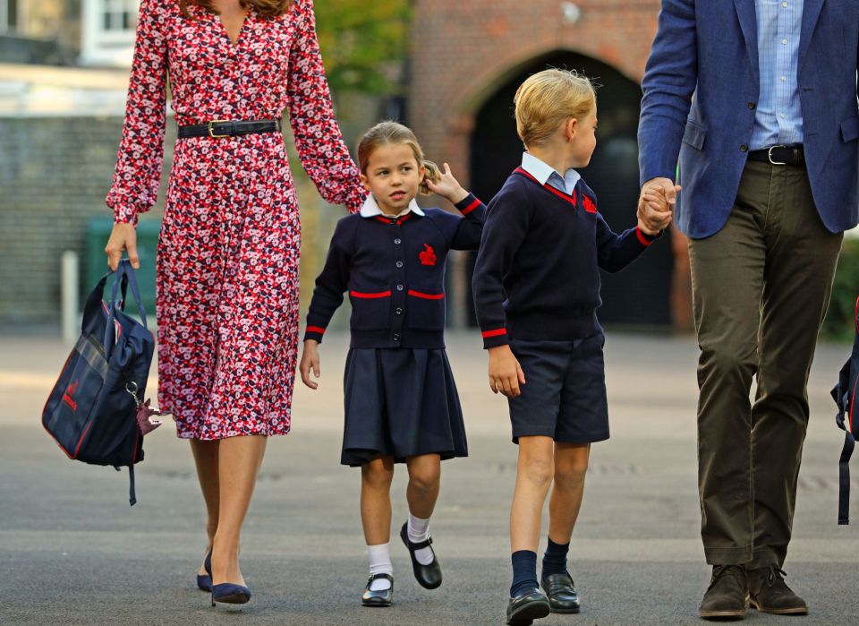 Princess Charlotte took after her mum as she played with her hair on the first day of school