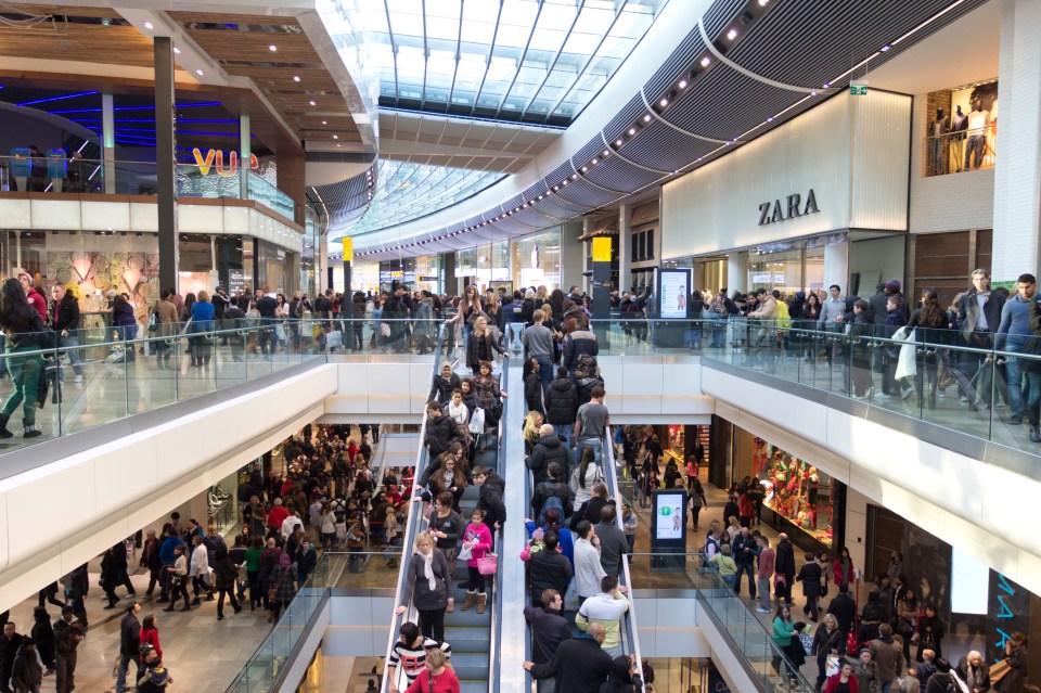 Westfield shopping centre in Stratford, London, looking busy in 2019