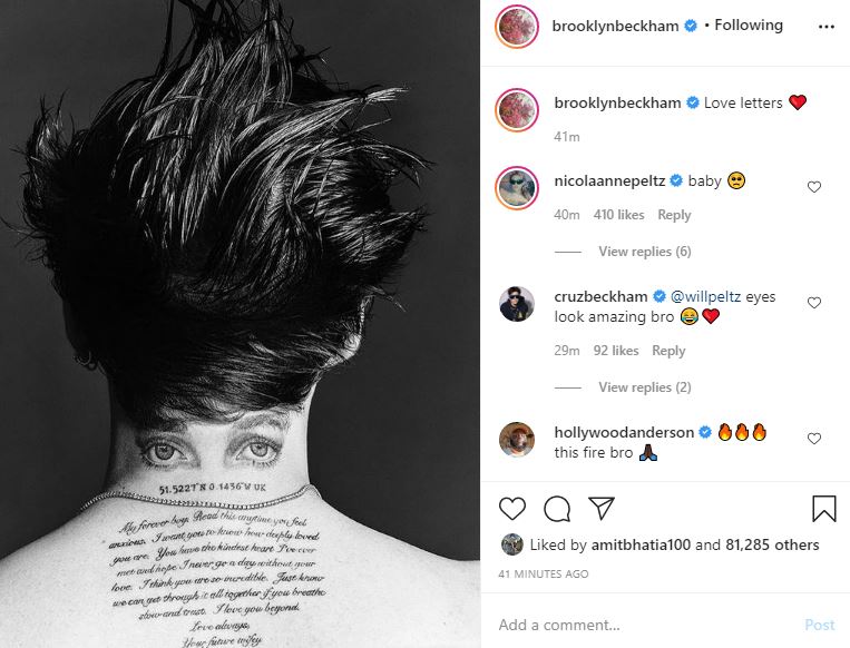 Brooklyn Beckham got his fifth tattoo tribute to fiancé Nicole Peltz this month