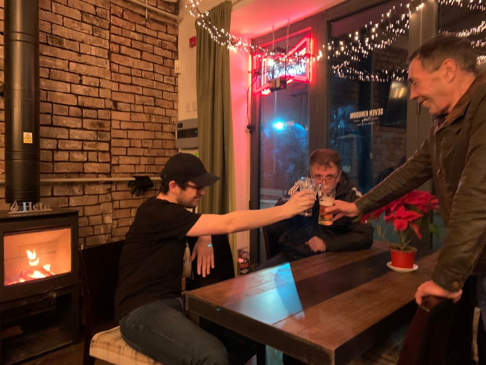 Punters celebrated a pub reopening in Douglas, Isle of Man, at 00.01am this morning 