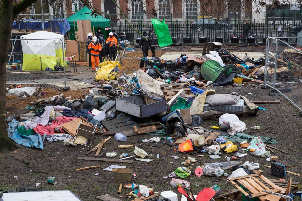 Bailiffs evicted activists from their camp on Wednesday, with the remnants seen in Euston Square Gardens