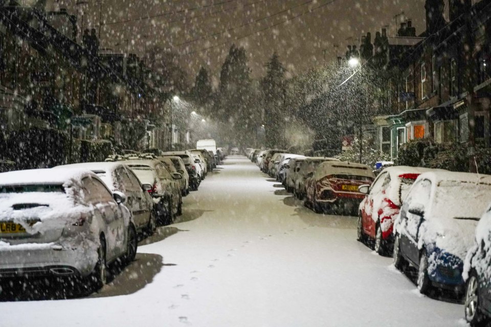 A street in Sheffield is blanketed with snow