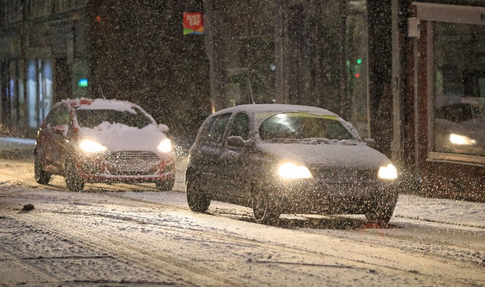 The streets of Knaresborough in North Yorkshire are seen covered with snow this morning