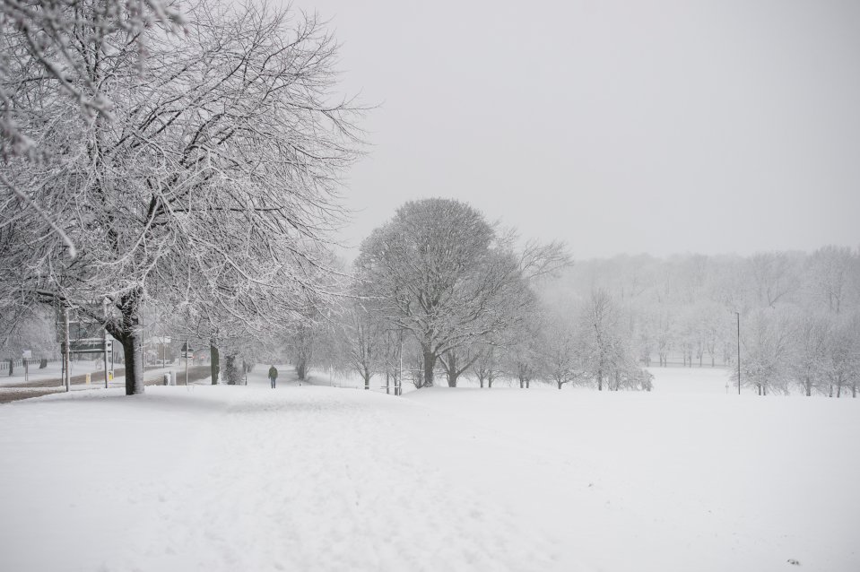 Leeds in Yorkshire is seen blanketed in snow this morning