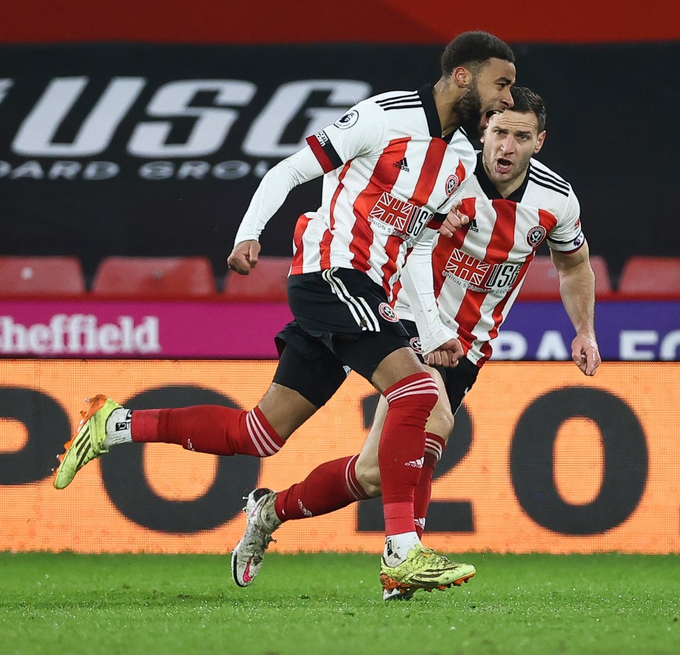 Jayden Bogle enjoys his well-poached equaliser against the Baggies