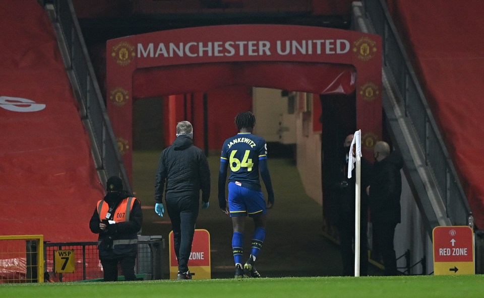 The teenager was sent off early on in Manchester United’s win over Southampton