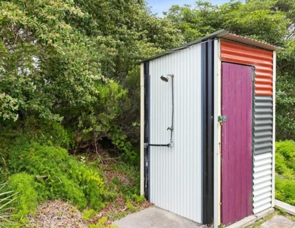 The outdoor toilet is also made of corrugated iron