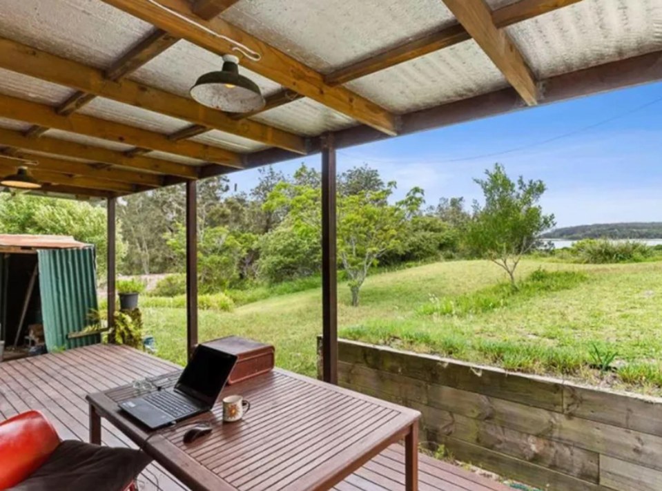 The veranda overlooks the ocean