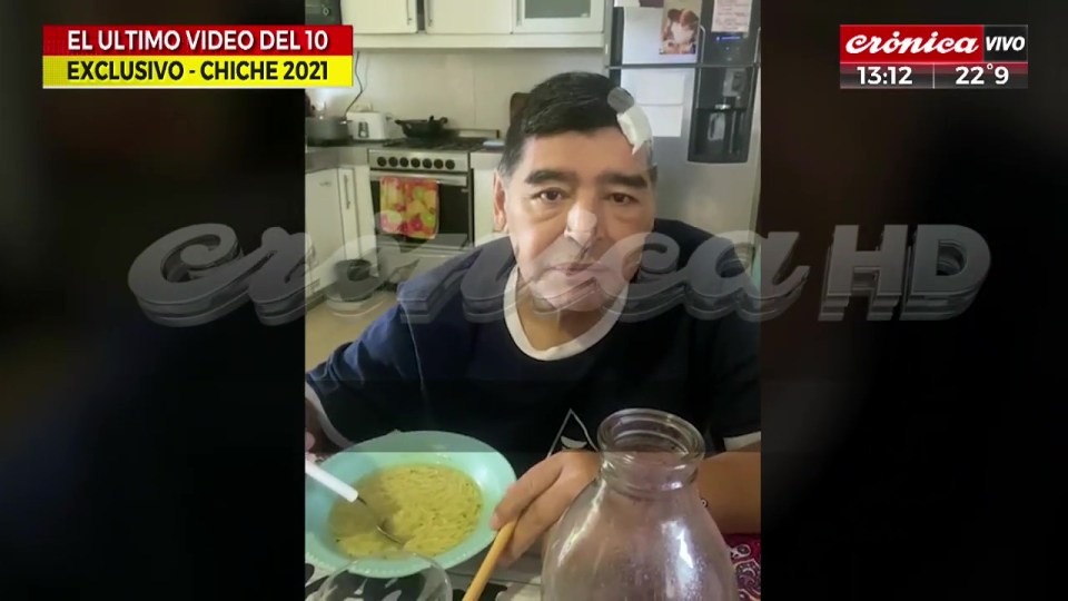 Argentine TV footage revealed one of Diego Maradona's final moments