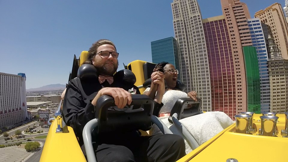 Zachary Lewis prepares for life's ups and downs by celebrating his wedding on the Big Apple rollercoaster in Las Vegas