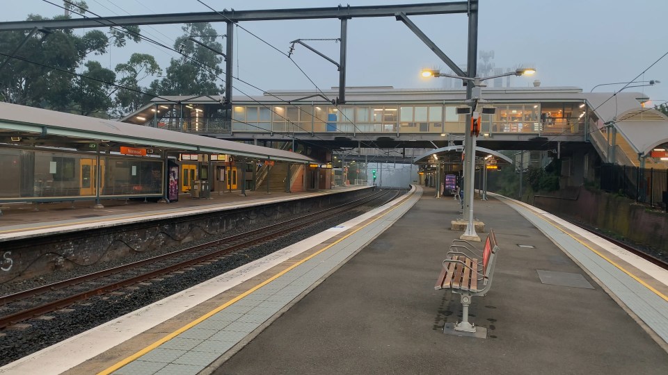 In Australia the platforms of a train station are empty