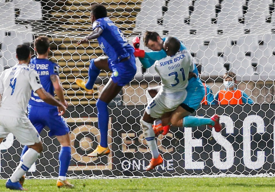 Nanu was knocked out cold after he collided with the goalkeeper