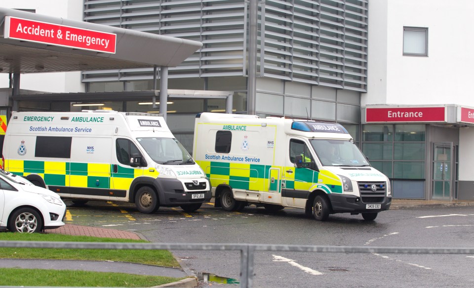 Cops and emergency services raced to Crosshouse Hospital in Kilmarnock after a member of staff was stabbed