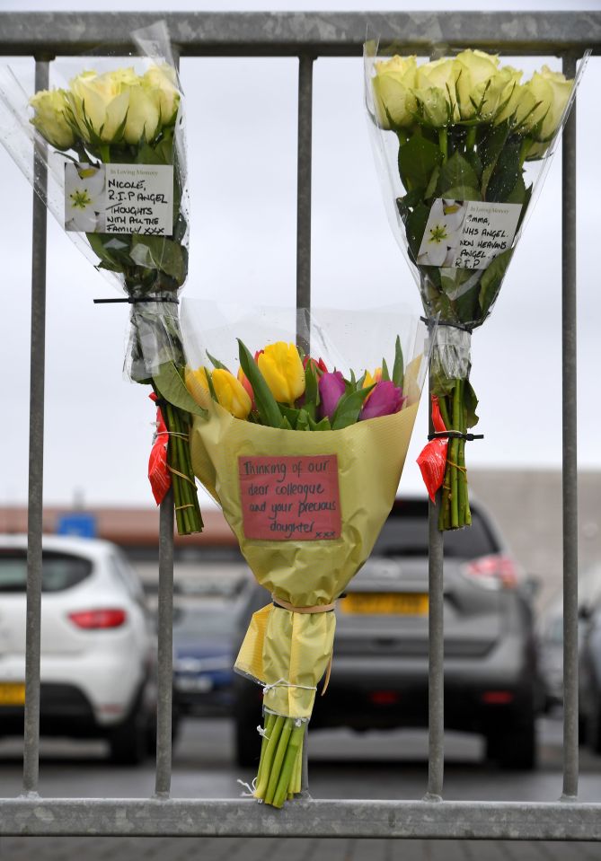 Floral tributes were left at the hospital