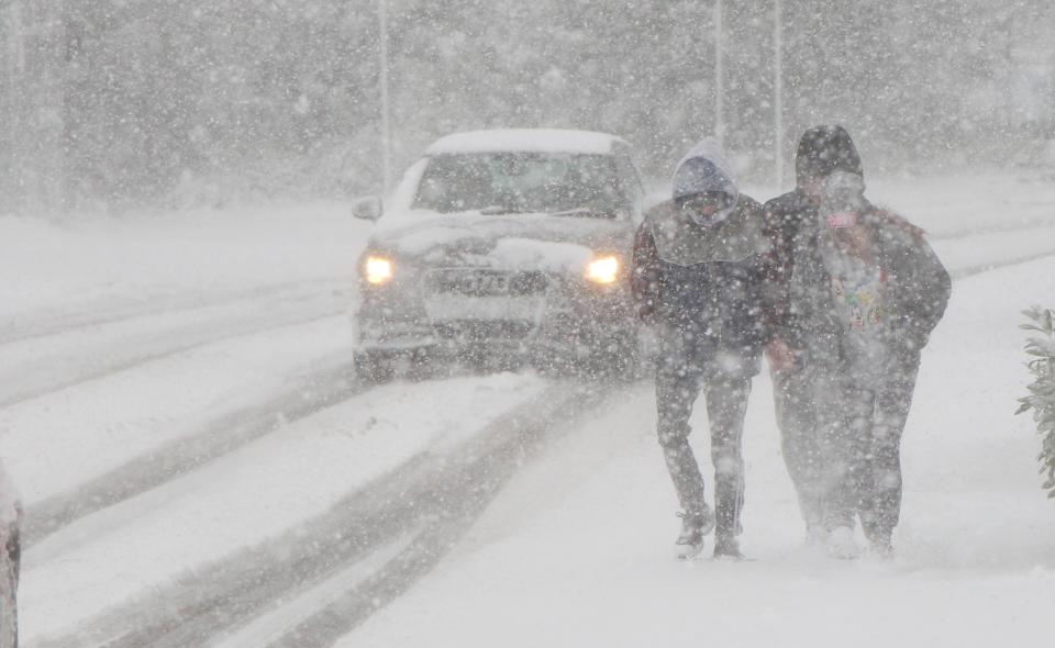 Snow falling in Essex on Sunday