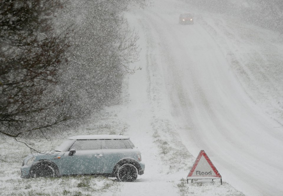 Motorists have been urged not to attempt to get behind the wheel - with one Mini driver becoming stranded on a hill in Uppingham, Rutland