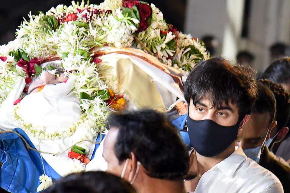 Ranbir Kapoor, right, one of India's biggest stars, performed the funeral rites