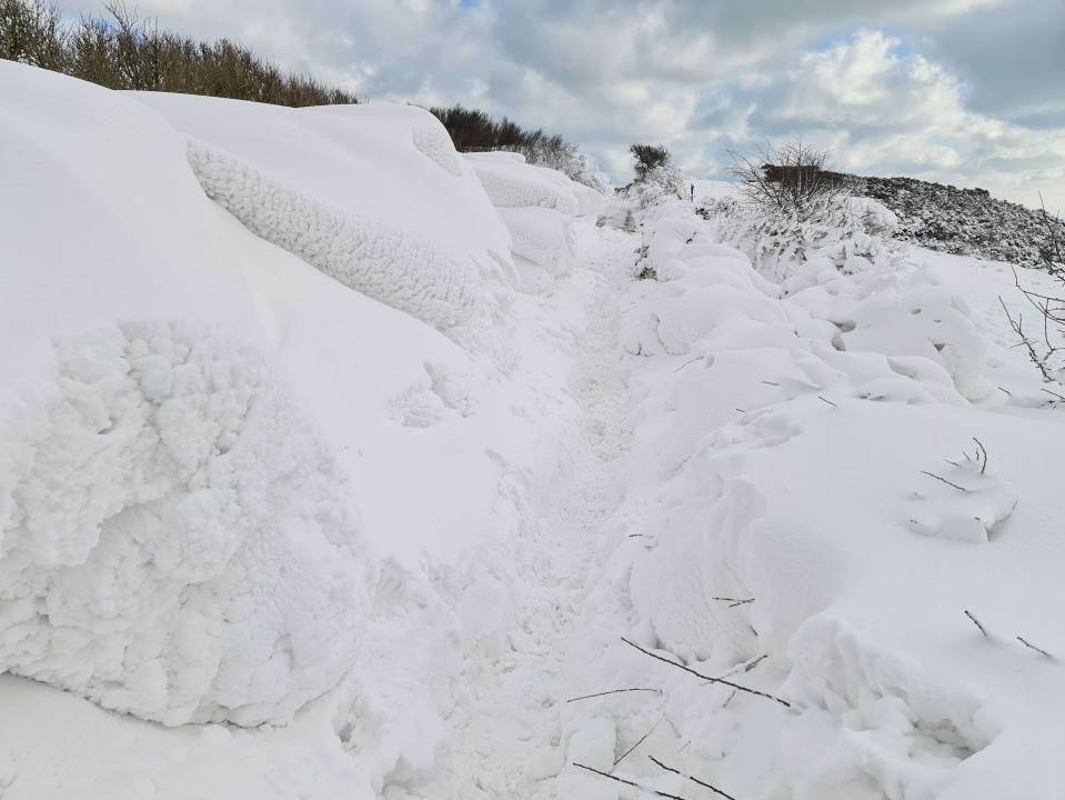 Cars were buried in the snow and abandoned in Crete Road near Folkestone