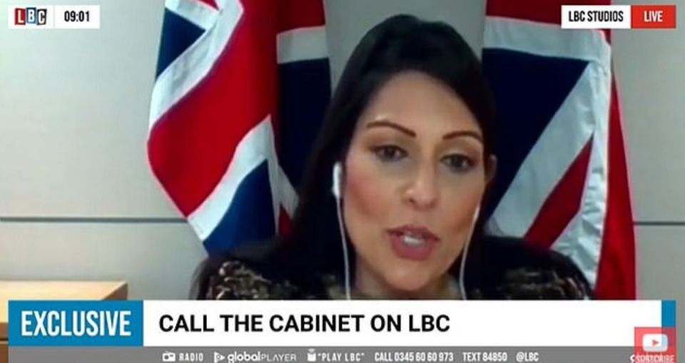 Priti Patel speaking on LBC this morning said she would refuse to 'take the knee'