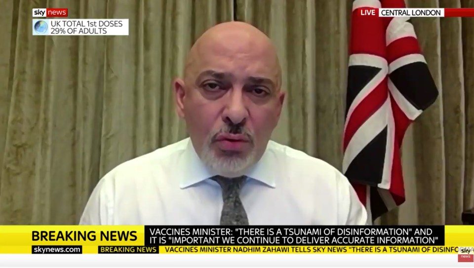 Vaccines minister Nadhim Zahawi