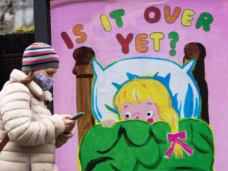 Data suggests the fall in Covid cases has started to stall ahead of the Government's lifting of lockdown blueprint. Pictured: A London street sign saying “IS IT OVER YET?”, Kensal Rise, 17 February