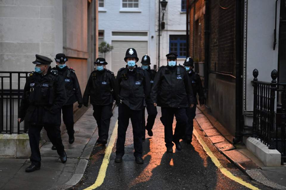 Police guarding the hospital in Central London