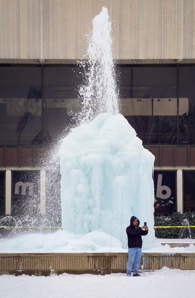 Fountains have been freezing over in Texas