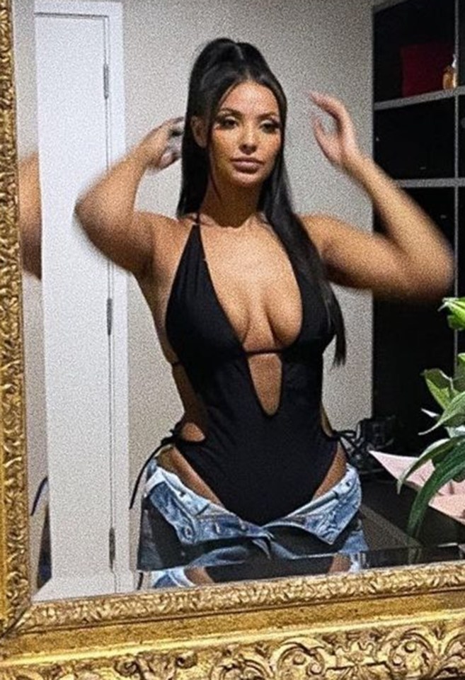 Maya Jama showed off her sensational curves in a figure hugging black swimsuit