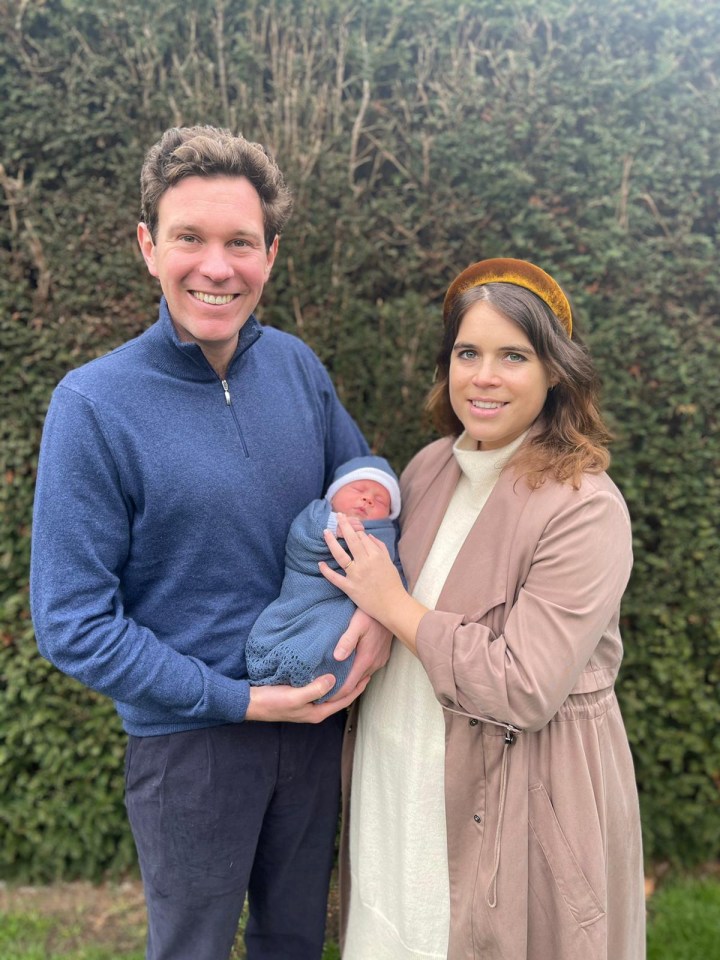 Princess Eugenie and Jack Brooksbank hold their new baby August Philip Hawke Brooksbank