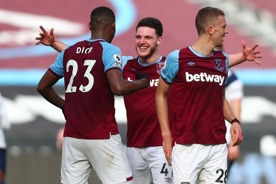 Rice celebrates after yesterday's win over Spurs